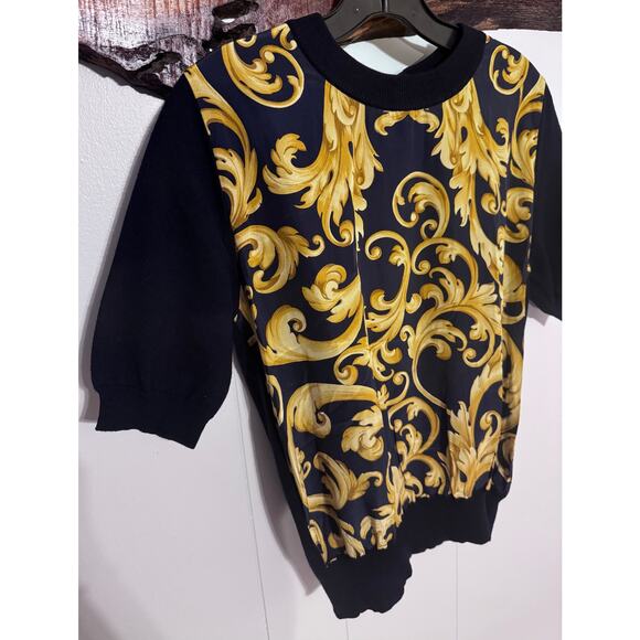 Auth. Vintage Salvatore Ferragamo Silk Scrolls Printed Blouse Size S - Picture 2 of 6